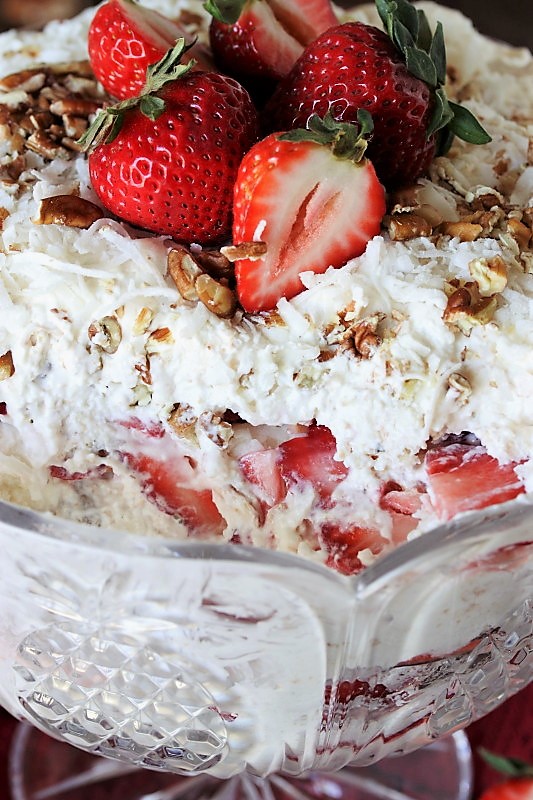 Southern StrawberryCoconut Punch Bowl Cake The Kitchen is My Playground