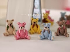Crochet TinyTeddy Bear Dolls: Height of doll 3.5 cm (Sit) - Made of 100 % cotton crochet thread