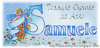 pittura su stoffa con pennarelli indelebili nome Samuele e angelo