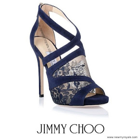 Princess Sofia Style Jimmy Choo Vantage Navy Lace Sandal
