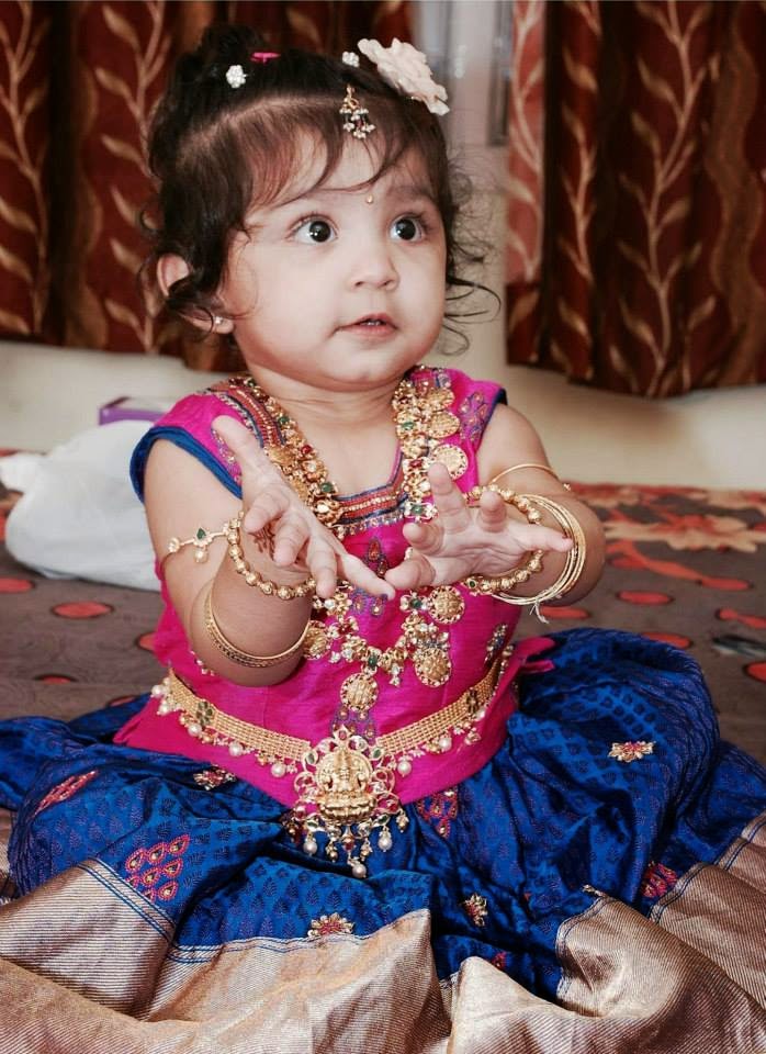 Little Princess in Printed Silk Skirt - Indian Dresses