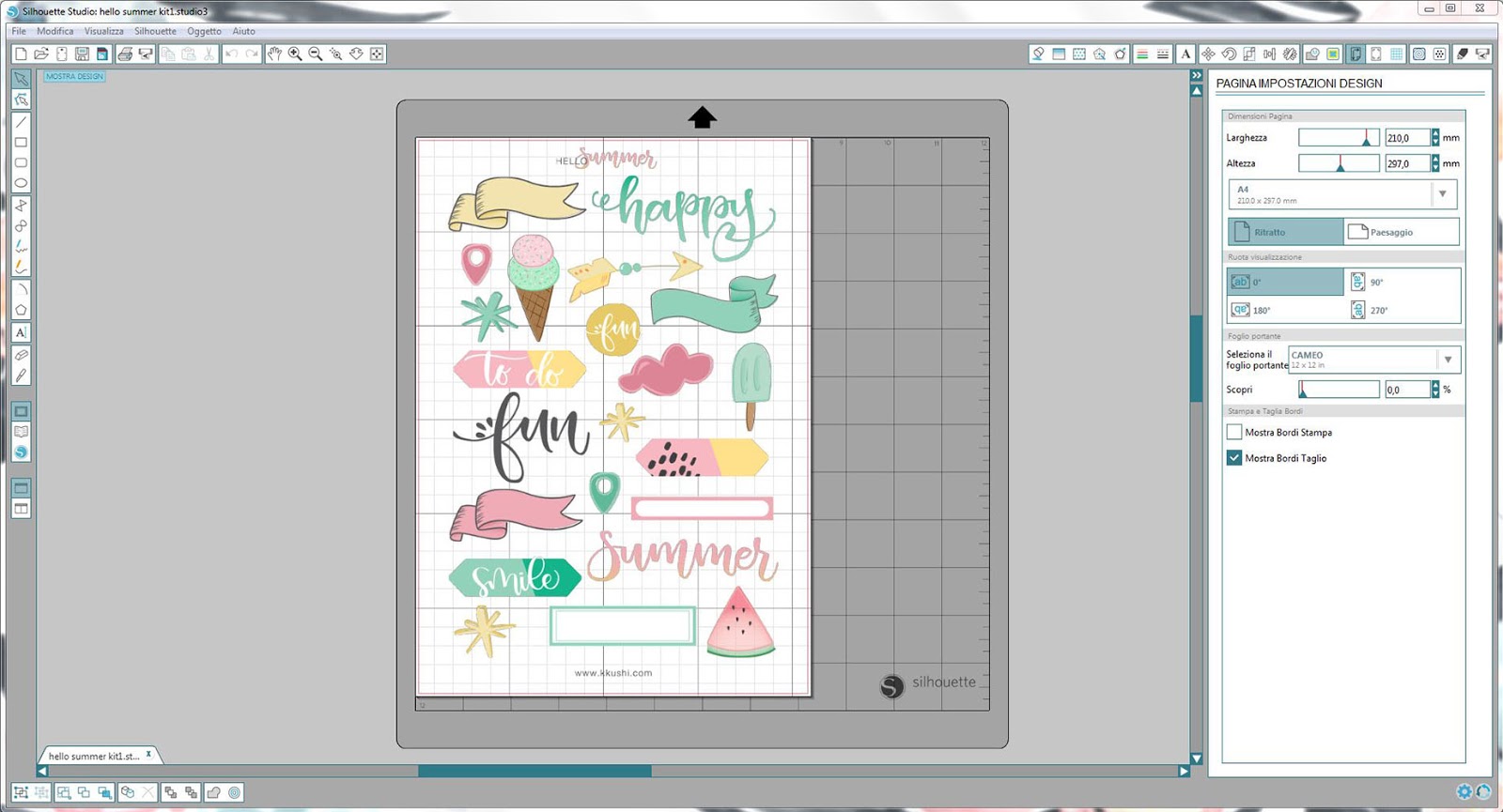 kushi Come utilizzare i file print & cut Silhouette Cameo