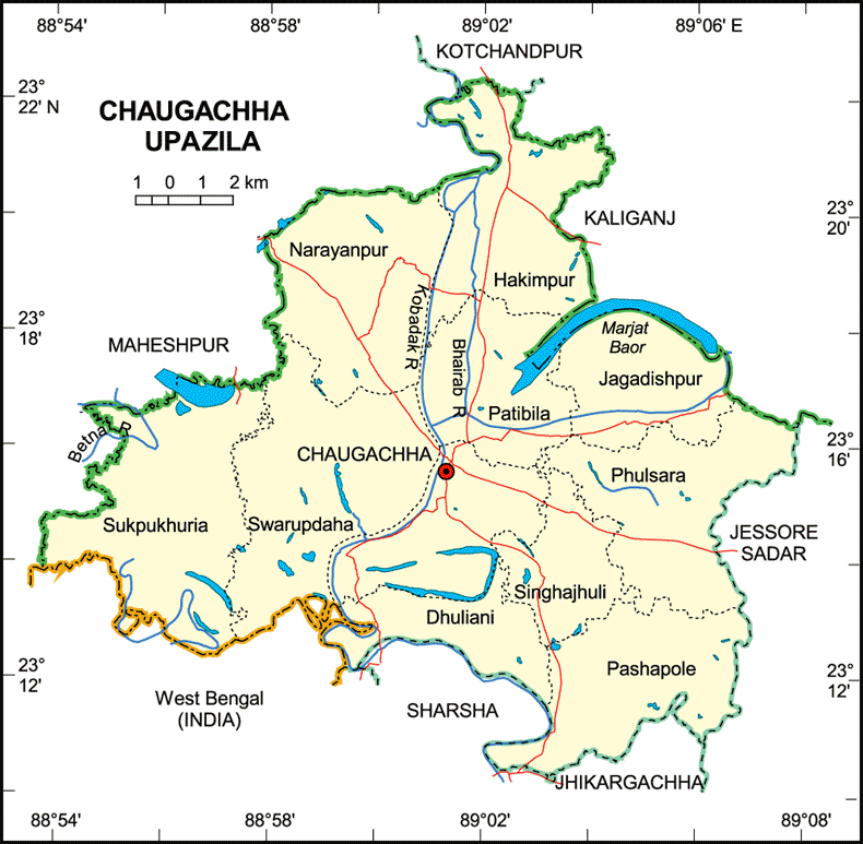 Chowgacha Upazila Map Jessore District Bangladesh