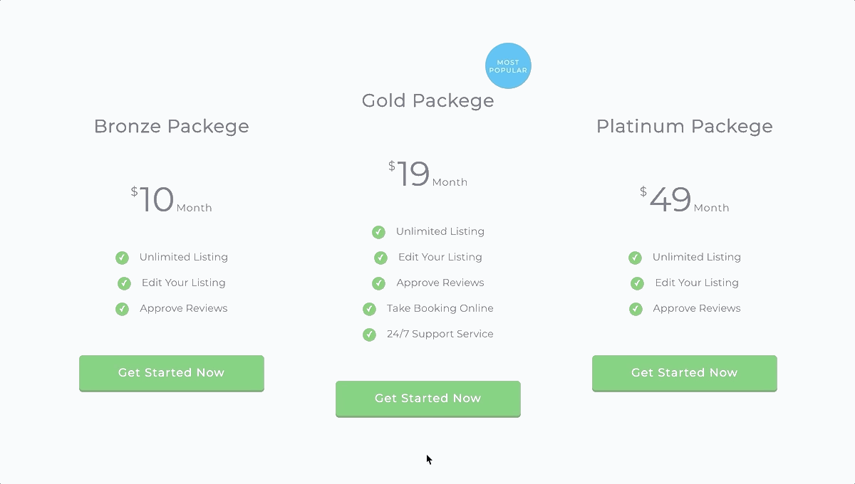 Adaptive Pricing Table