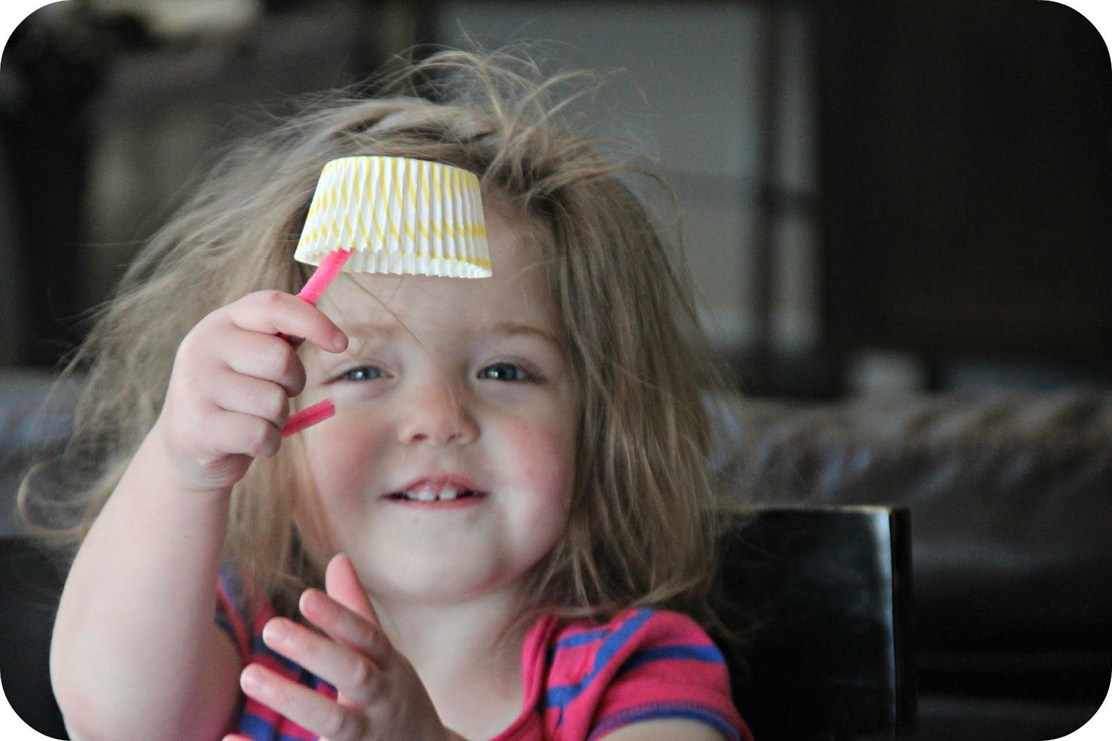 Blue Skies Ahead Cupcake Liner Umbrella Craft...and Healthy "Mud Dip