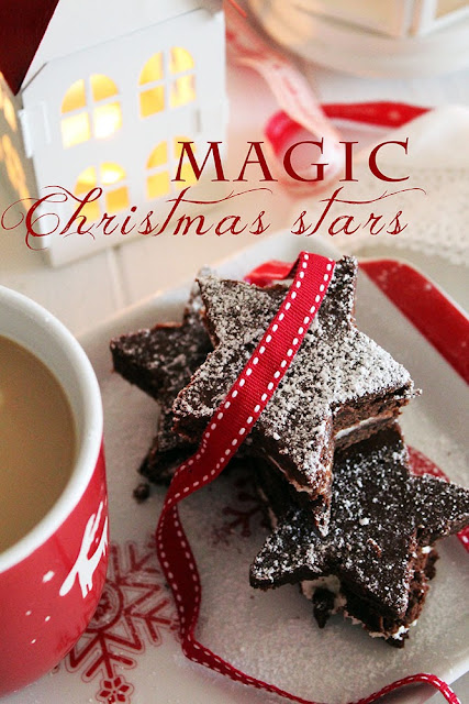 magic christmas stars: chocolate and tonka bean mini cakes with vanilla cream cheese