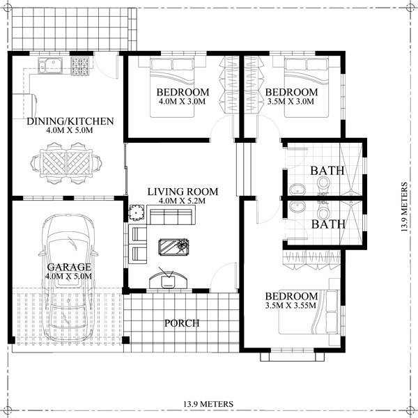 100 Square Meter House Floor Plan