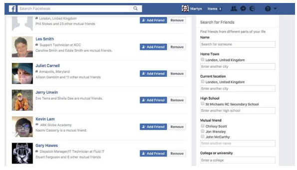 Facebook Friends Search
