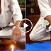 Como um mestre de artes marciais apaga a sua vela de aniversário