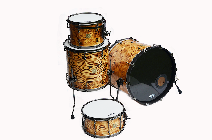 Outlaw Drum Company Forest fire Segmented drum kit.