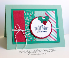 Stampin' Up! Stitched with Cheer Holly Jolly Christmas Card #stampinup 2016 Holiday Catalog