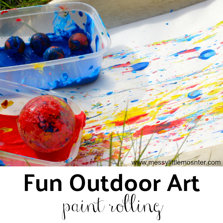 Paint rolling on a slide is such a fun outdoor art idea for kids to try this summer. Slide painting can get messy but toddlers, preschoolers (and older kids too!) will totally love this easy painting idea.