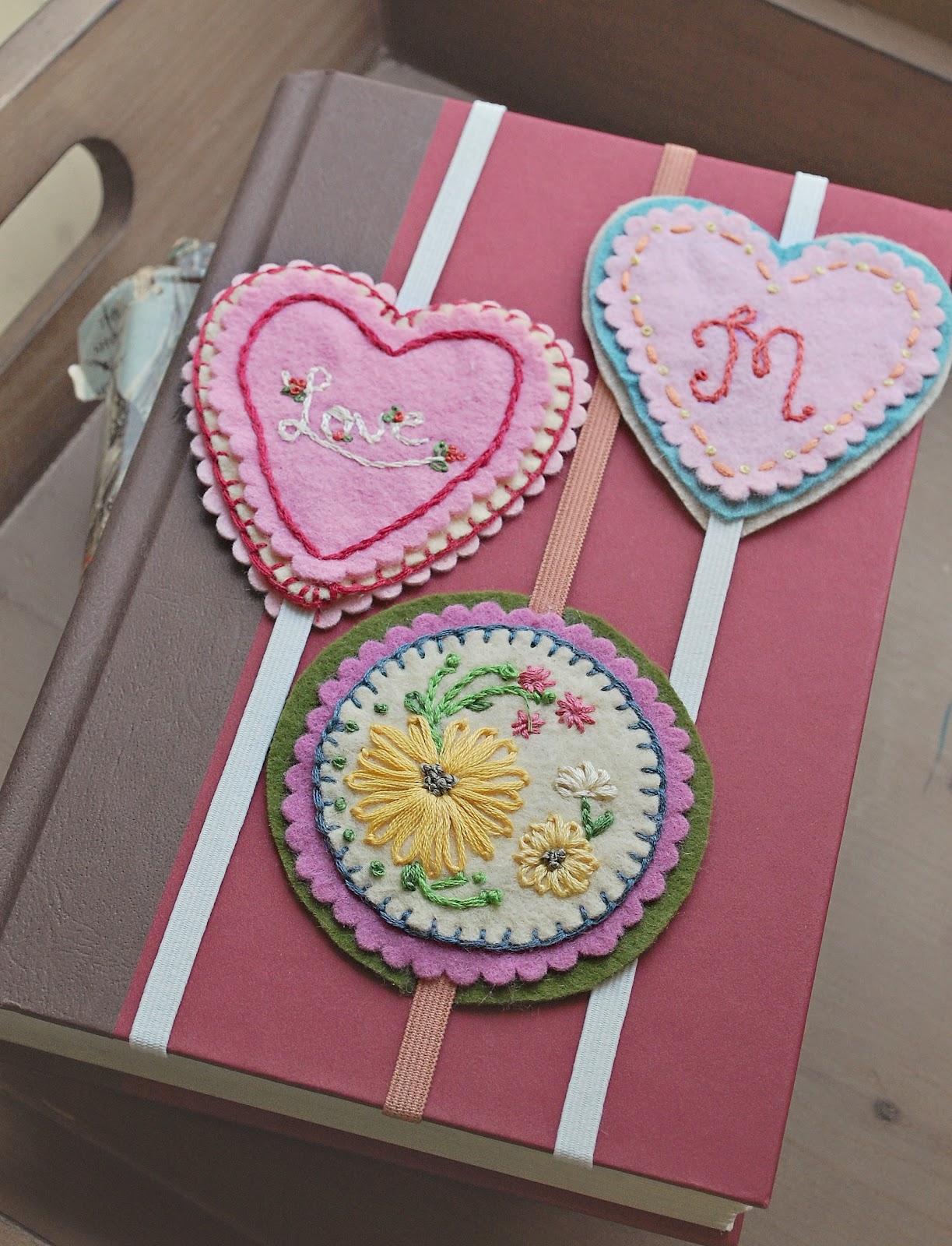 A Feathered Nest Embroidered Felt Bookmarks