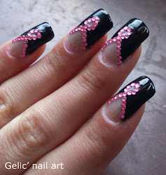 pink nail ribbon rhinestone