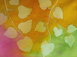 negative painting watercolor painted leaves prism washes