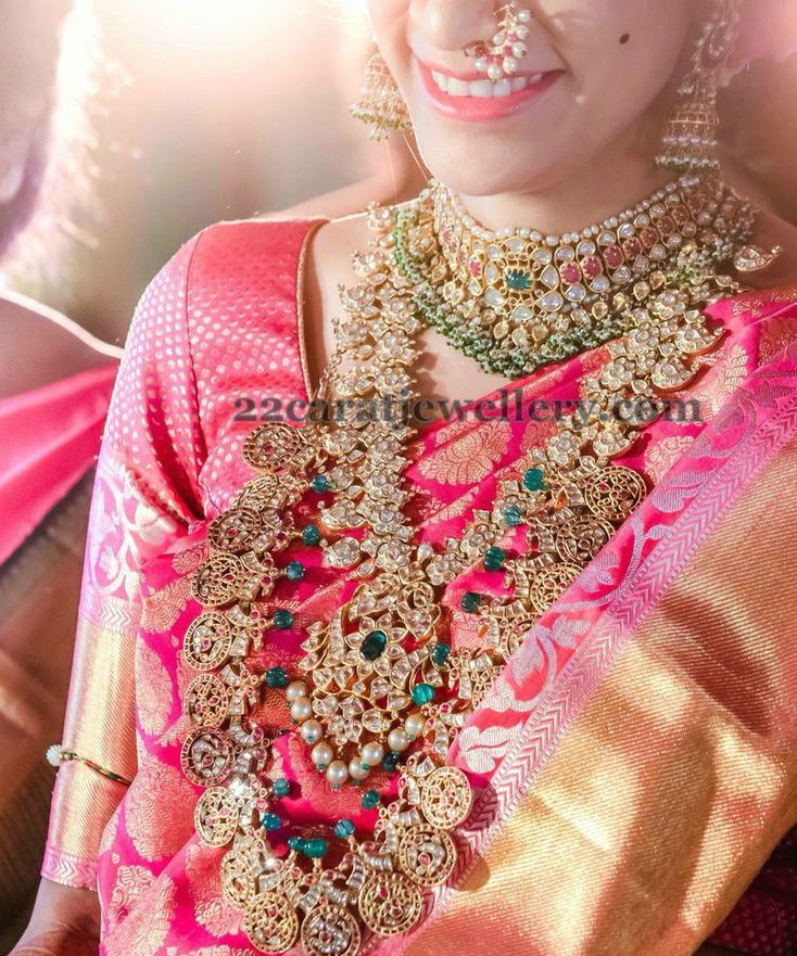 Telugu Bride in Luxurious Kundan jewelry - Jewellery Designs
