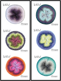 Scheepjes Whirl combinations of 3 for Felted Button free crochet patterns-- Trio Blanket or Lightfall Blanket