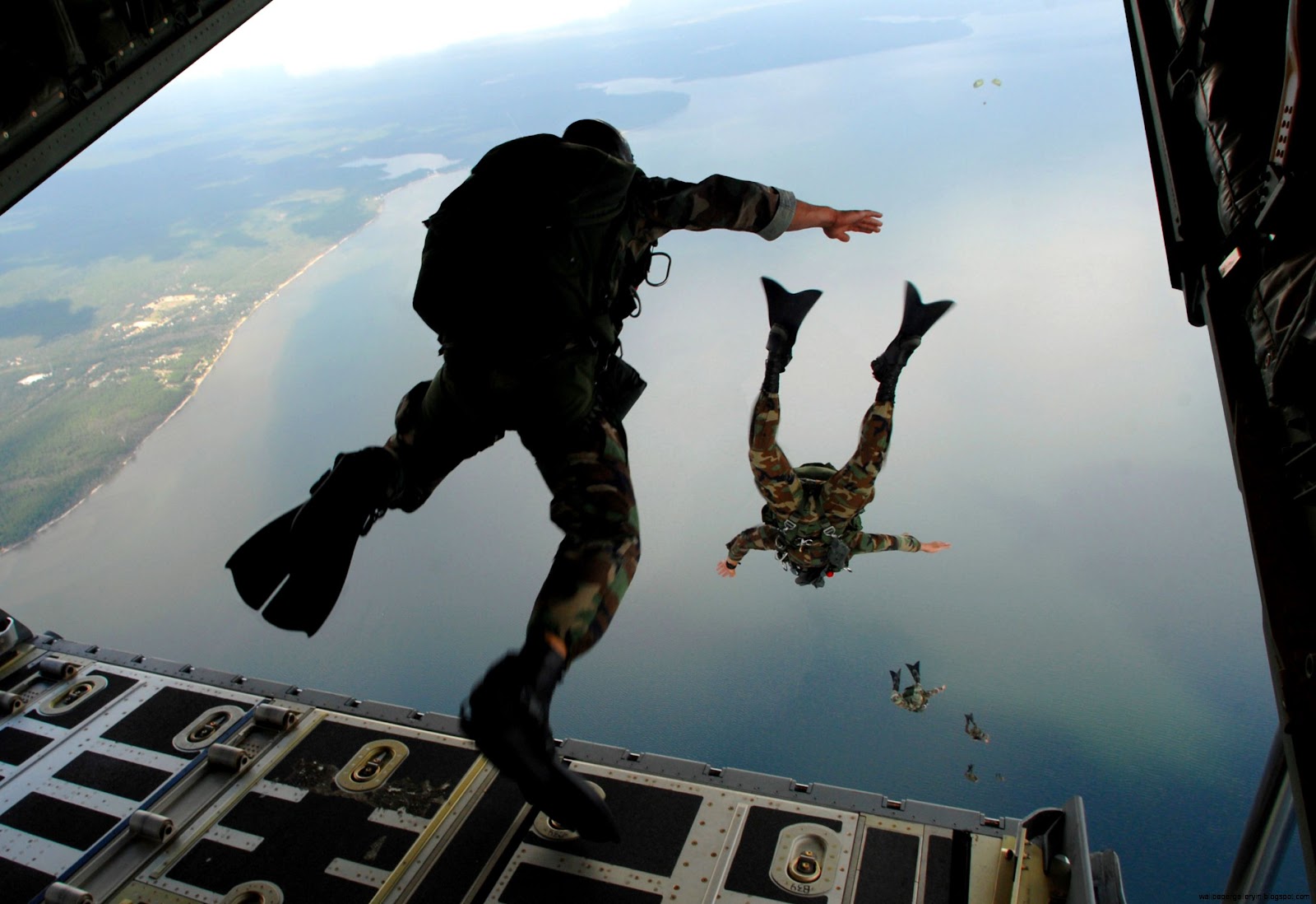 Air Force Para Rescue Jumping From Plane