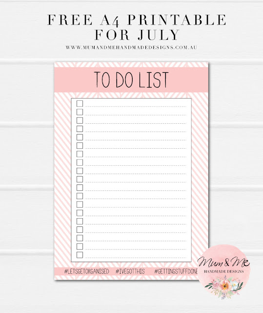 Free A4 Printable for July - To Do List by Mum & Me Handmade Designs
