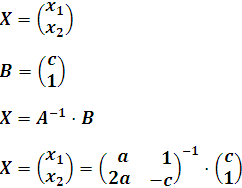 Matriz de variables en término de la matriz inversa de A y la matriz B