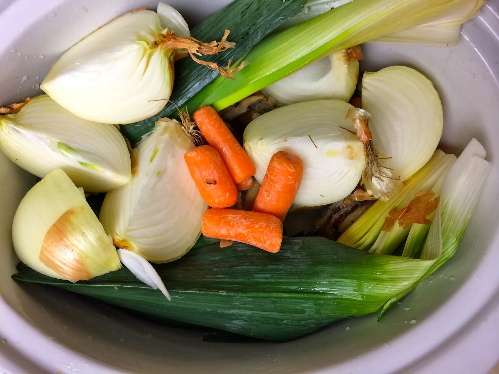 Homemade Vegetable Stock in a Crock Pot