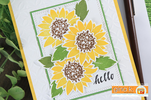 Hello Sunflower Card by Juliana Michaels featuring Pressed Flowers 2 by Gina K Designs