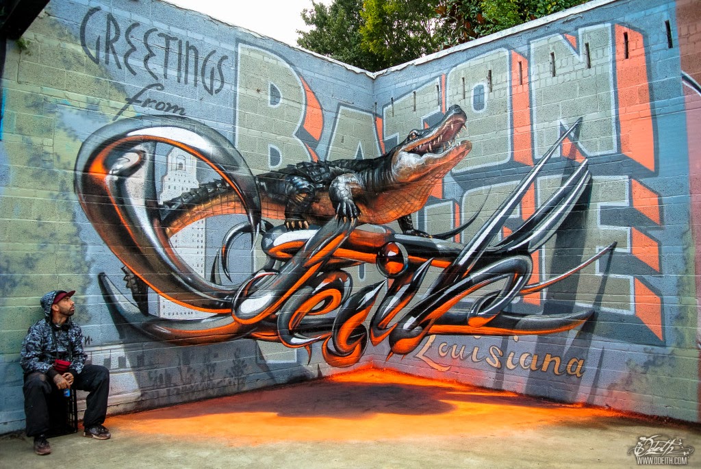 04-Alligator-Standing-On-Chrome-Letters-Odeith-3D-Anamorphic-Graffiti-Drawings-www-designstack-co