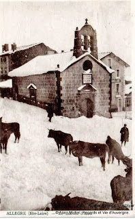 la neige en haute-Loire, cpa Allègre