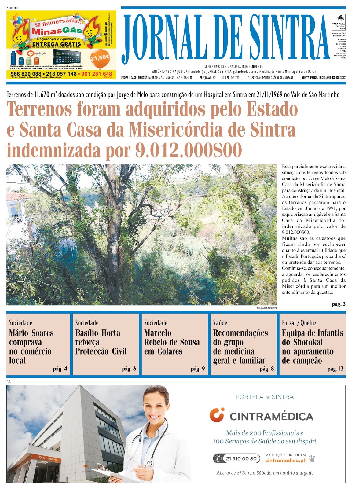 Capa da edição de 13-01-2017 Capa da edição de 13-01-2017