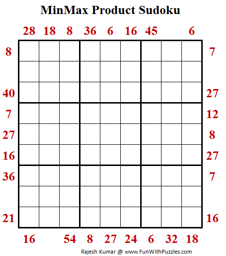 MinMax Product Sudoku Puzzle (Fun With Sudoku #281)