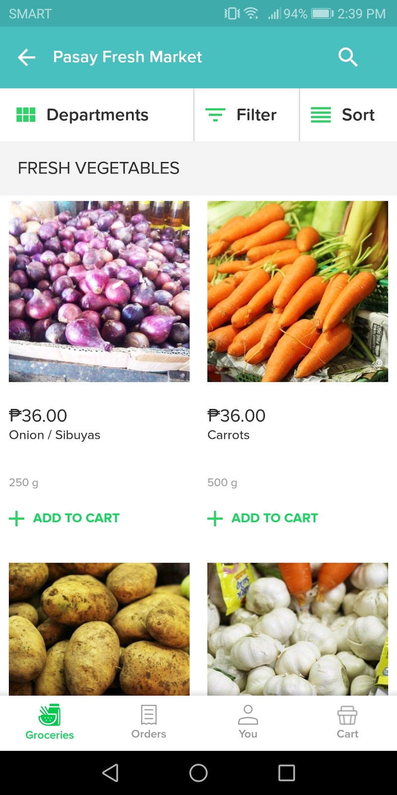 vegetable choices that you can buy using honest bee mobile app