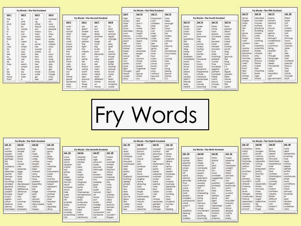 Fry Word Lists Anne Gardner s Educational Resources Fry Word Lists Anne Gardner s Educational Resources