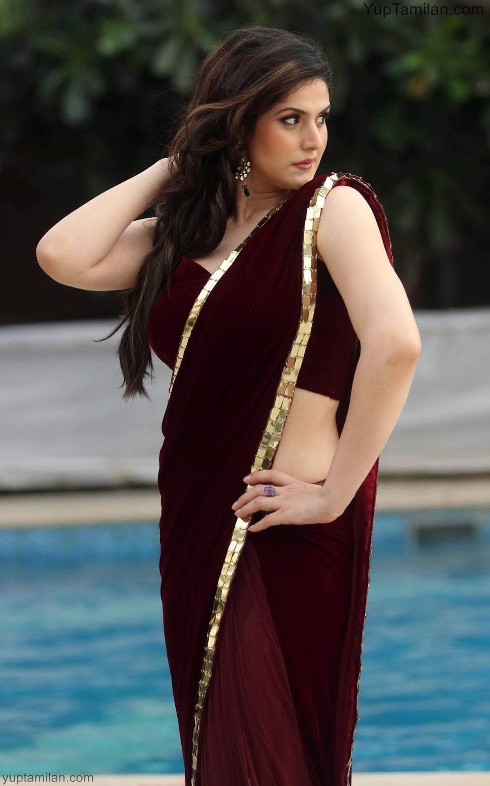 Zareen Khan hot Saree Photos-wearing Silk Saree Pictures,Images