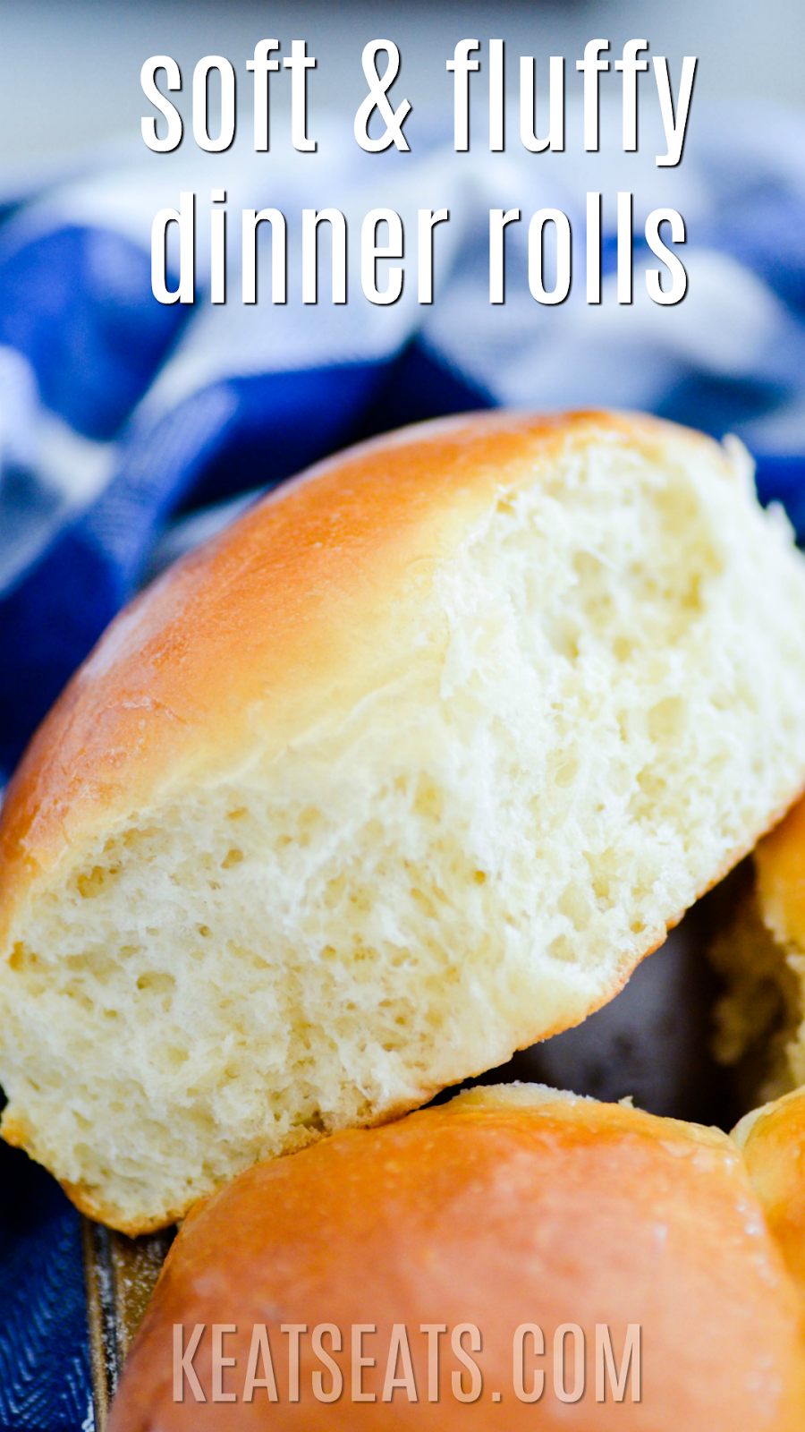 These dinner rolls were perfectly golden on top and pillow soft in the middle. Plus, this recipe makes a BIG batch, which I think is a must in a dinner roll recipe!