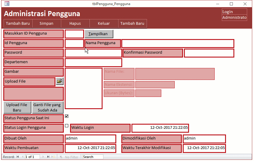 Mengisi Control Tip Text Pada Control Dalam Form di Access Secara
