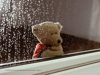 Boneka Beruang Merenungi Hujan Kebahagiaan