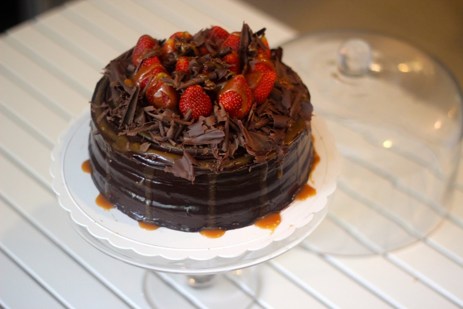 Rich Chocolate Butterscoth Pecan Top With Strawberry