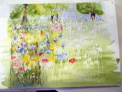 watercolour meadow painting wildflower florals wild