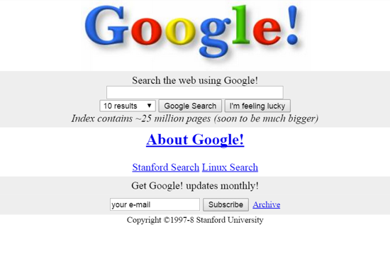 Google home page on Stanford's website