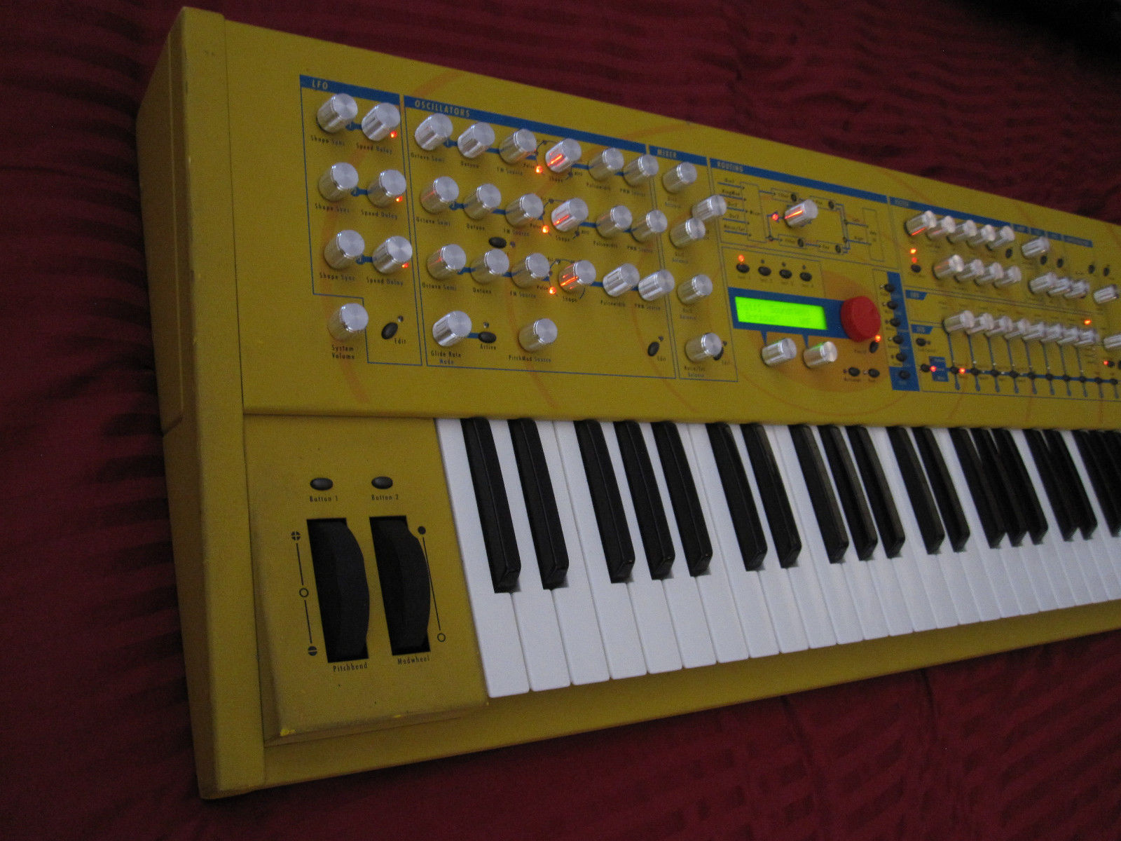 MATRIXSYNTH Yellow Waldorf Q Keyboard with Custom Knobs