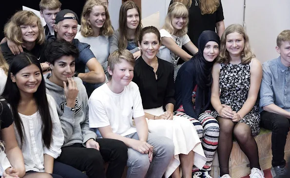 Crown Princess Mary of Denmark participates in the event "Loving Action" with Mary Foundation on Guldberg School in Copenhagen