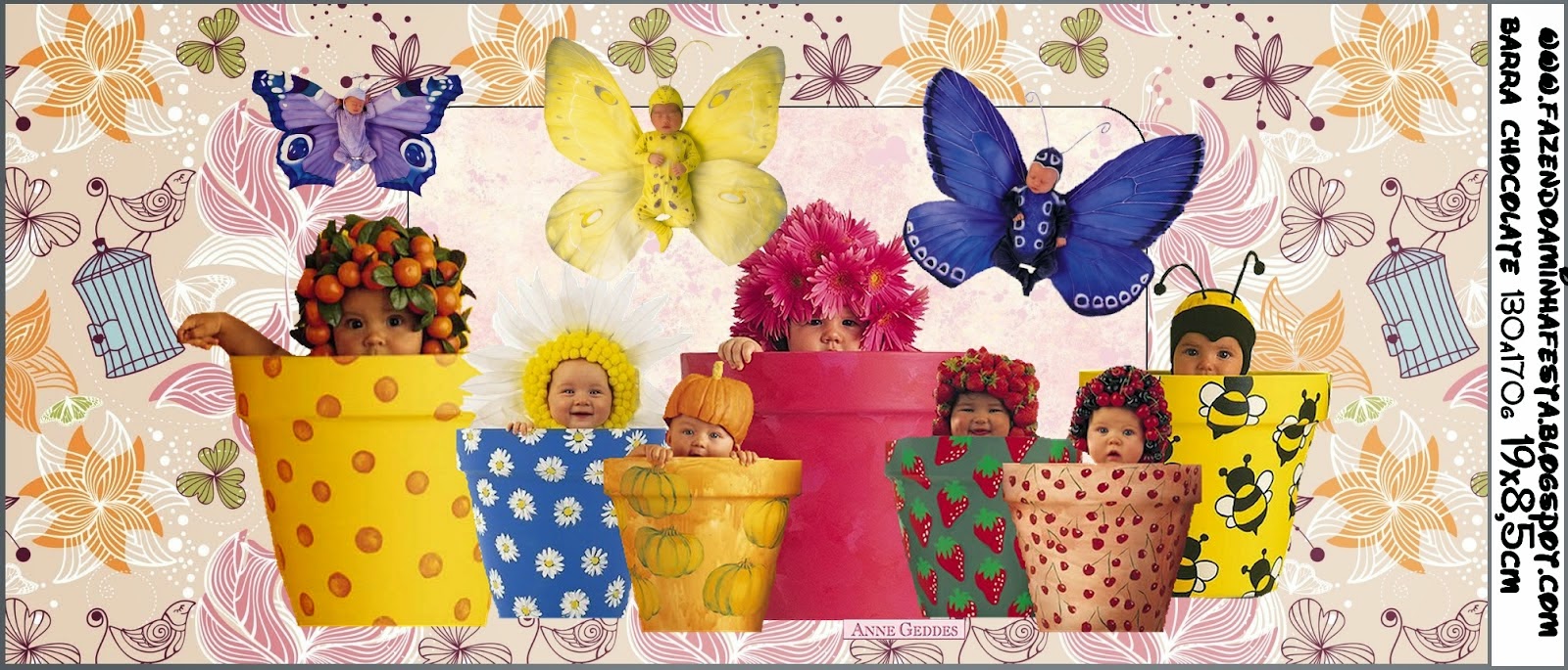 Bebés de Anne Geddes: Etiquetas de Candy bar para Primavera. Etiquetas de Bebés de Anne Geddes para imprimir gratis.
