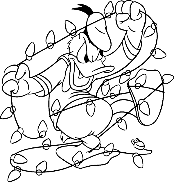 Disney's Christmas Drawings: Donald Duck with Christmas lights to  title=