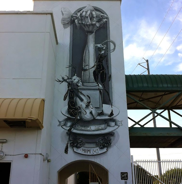 "Together Guilty" New Street Art Mural By German Artist Dome For Art Basel Miami 2013. 1