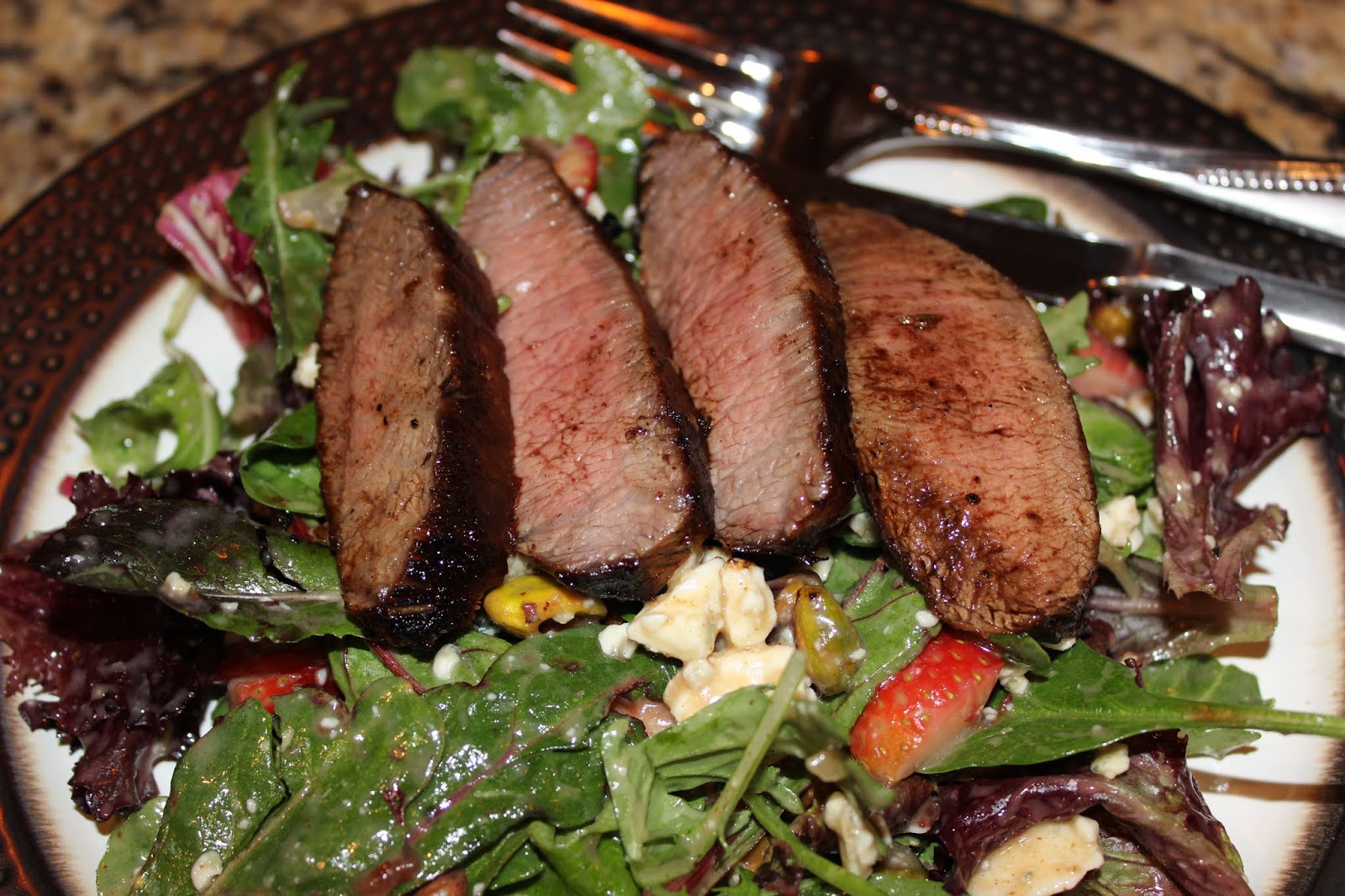 Front Range Fork And Cork Grilled Flank Steak Salad with Strawberries