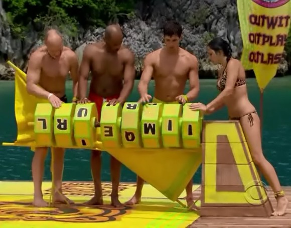 RC Saint Amour solving a puzzle in the immunity challenge