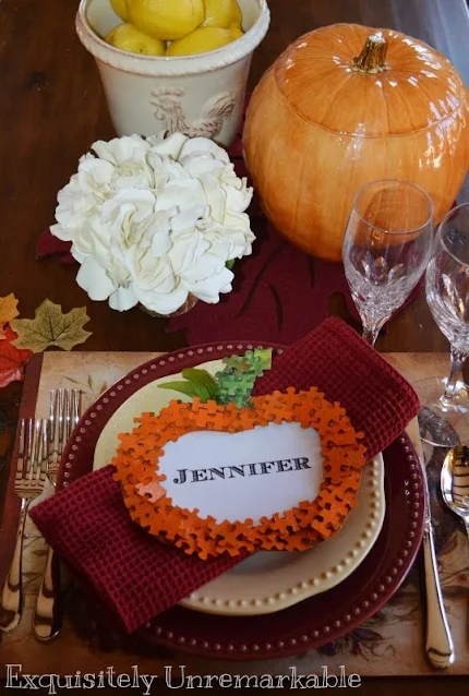 Puzzle Piece Place Card on table setting