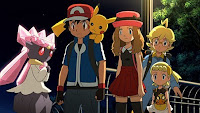 Ash con Diancie y sus amigos