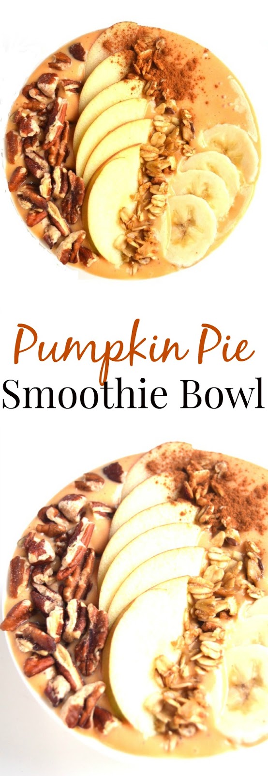 Pumpkin Pie Smoothie Bowl is ready in under 5 minutes and tastes like your favorite pumpkin pie but is packed full of nutrients and fun toppings! www.nutritionistreviews.com