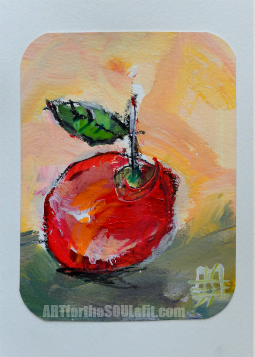 small apple painting acrylic on paper #3